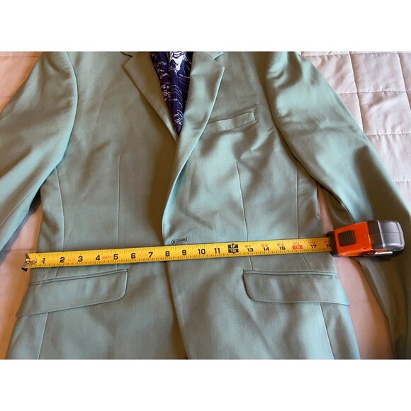 Topman Men’s Blazer Jacket 40R Slim Fit Mint Green Single Button Suit Coat Moder - Picture 6 of 12